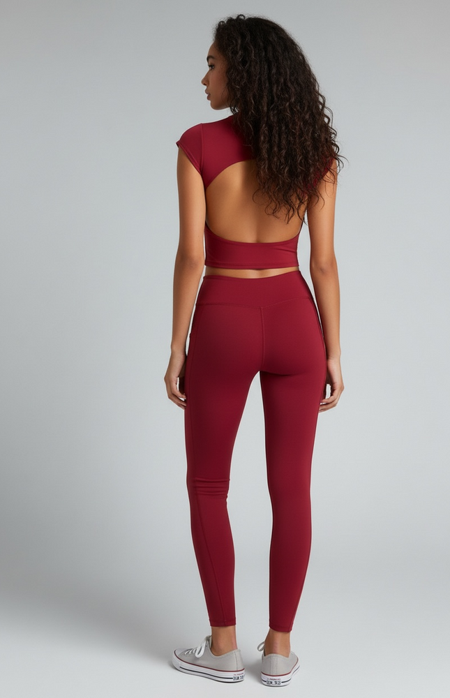 Crimson Bare Back Short Sleeves Shirt ANJE REBEL