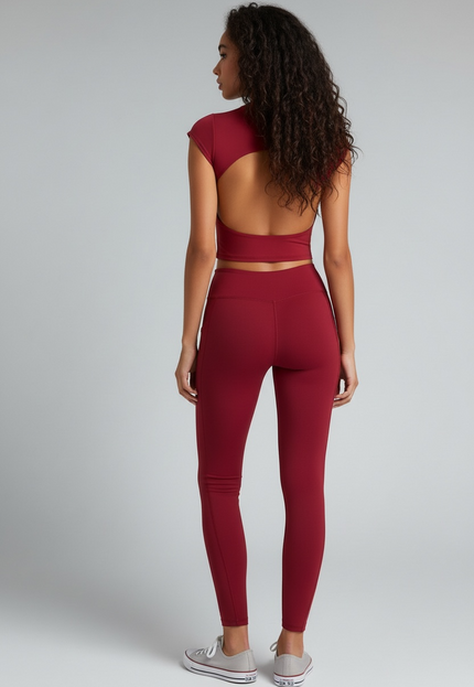 Crimson Bare Back Short Sleeves Shirt ANJE REBEL