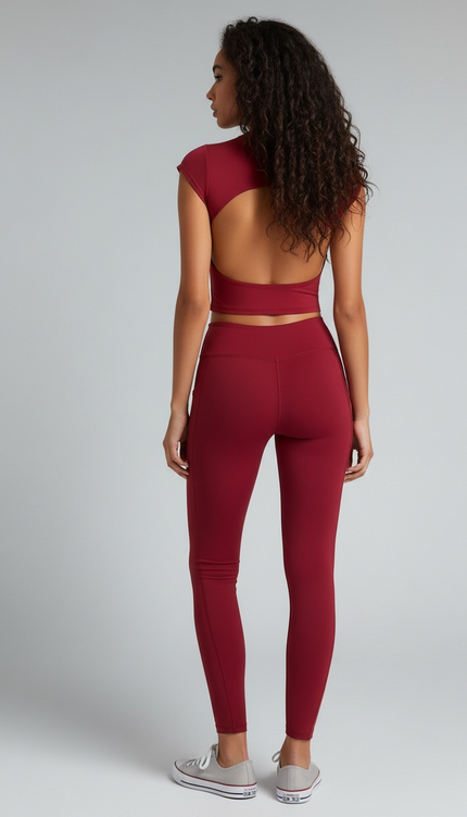 Crimson Bare Back Short Sleeves Shirt ANJE REBEL