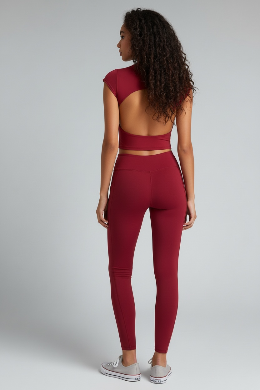 Crimson Bare Back Short Sleeves Shirt ANJE REBEL