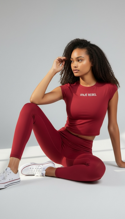 Crimson Bare Back Short Sleeves Shirt ANJE REBEL