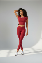 Crimson Bare Back Short Sleeves Shirt ANJE REBEL