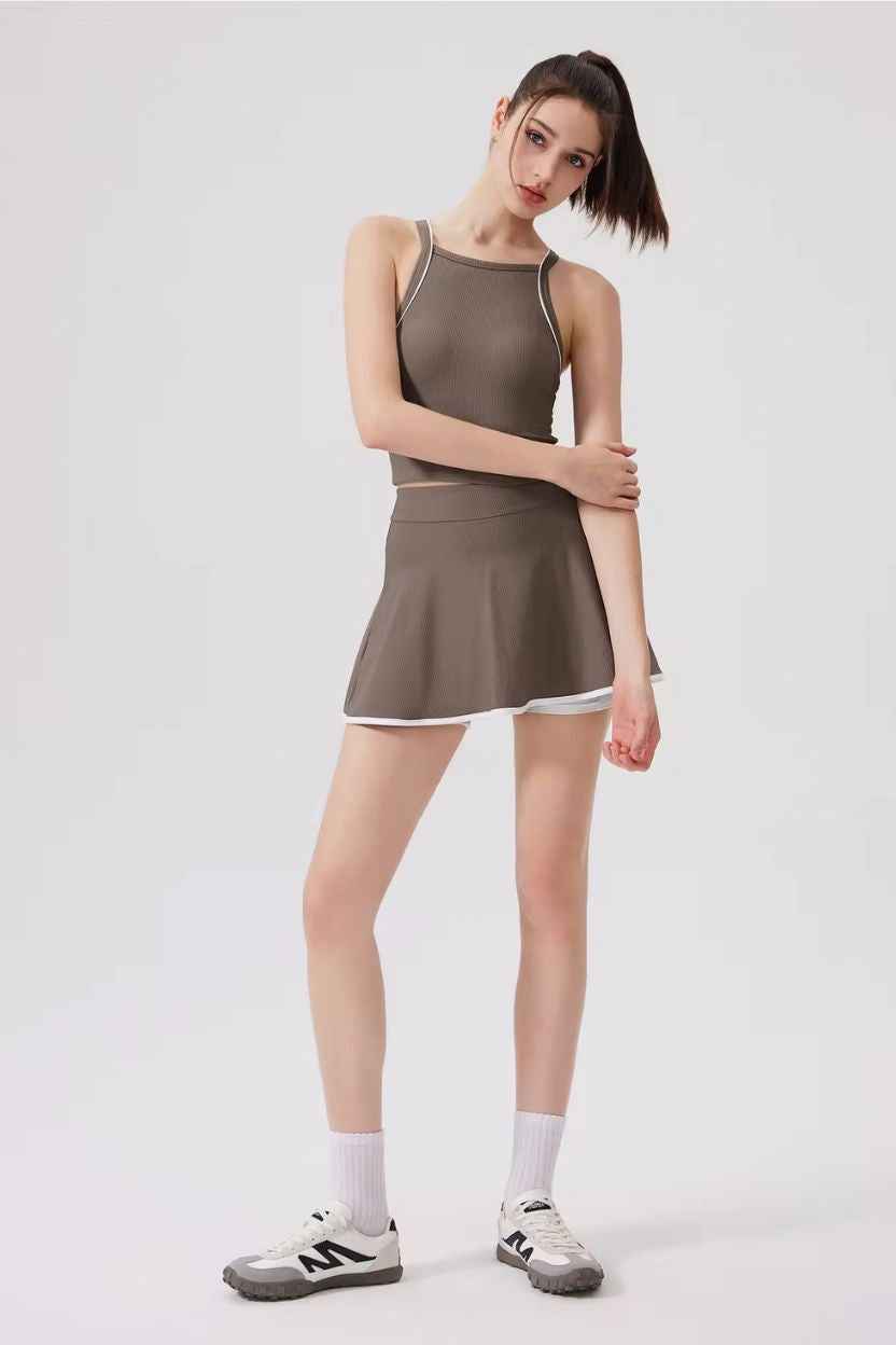 Dolly 2-Pcs Halter Sleeveless Top and short Skirt