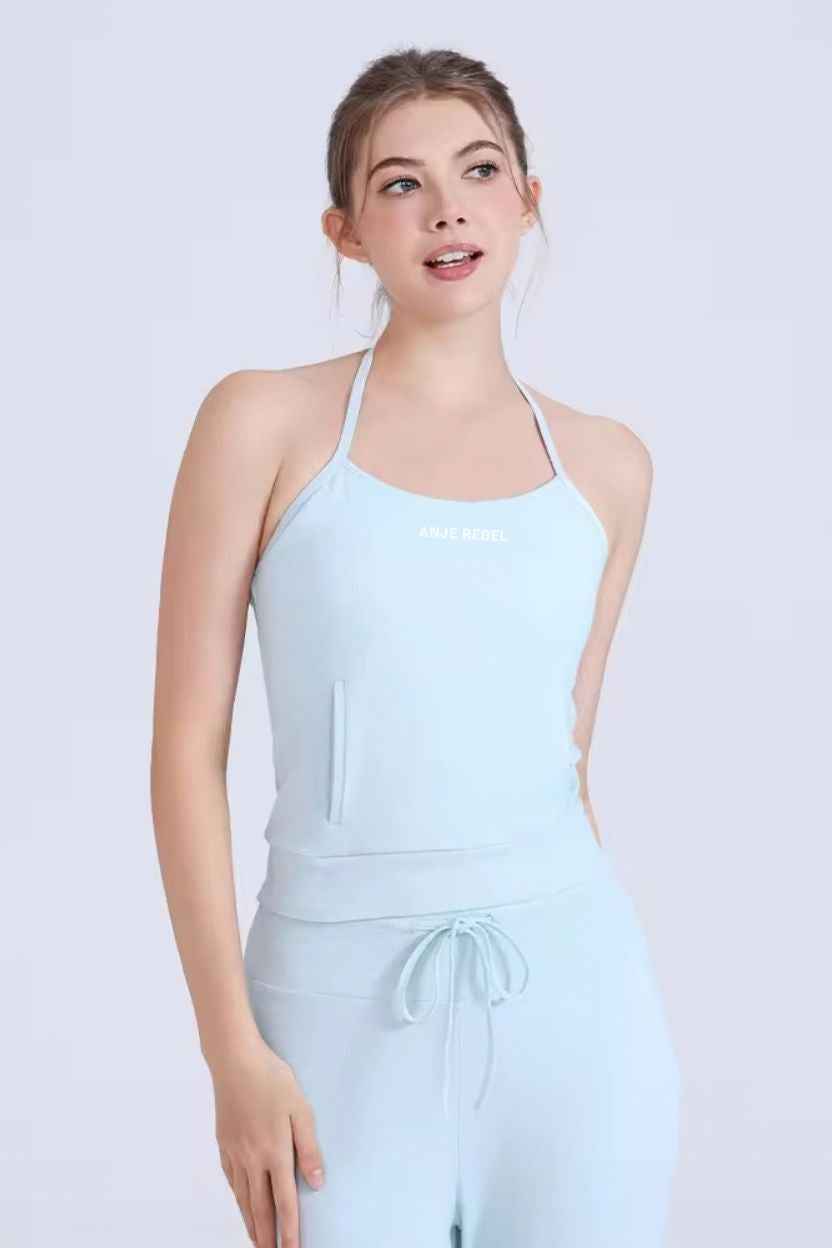 Knitwear Halter-Neck Top With Side Pockets