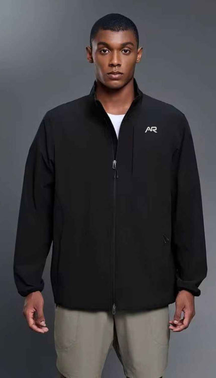 High-Collar Weatherproof Zip-Up Jacket