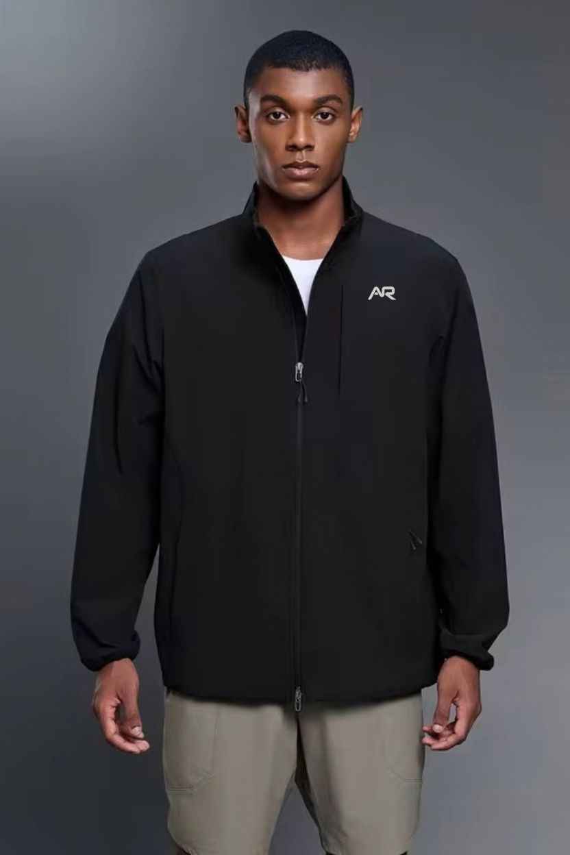 High-Collar Weatherproof Zip-Up Jacket
