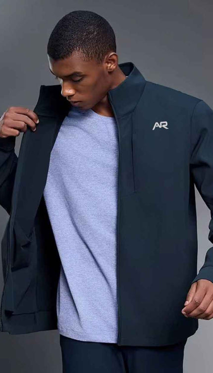 High-Collar Weatherproof Zip-Up Jacket