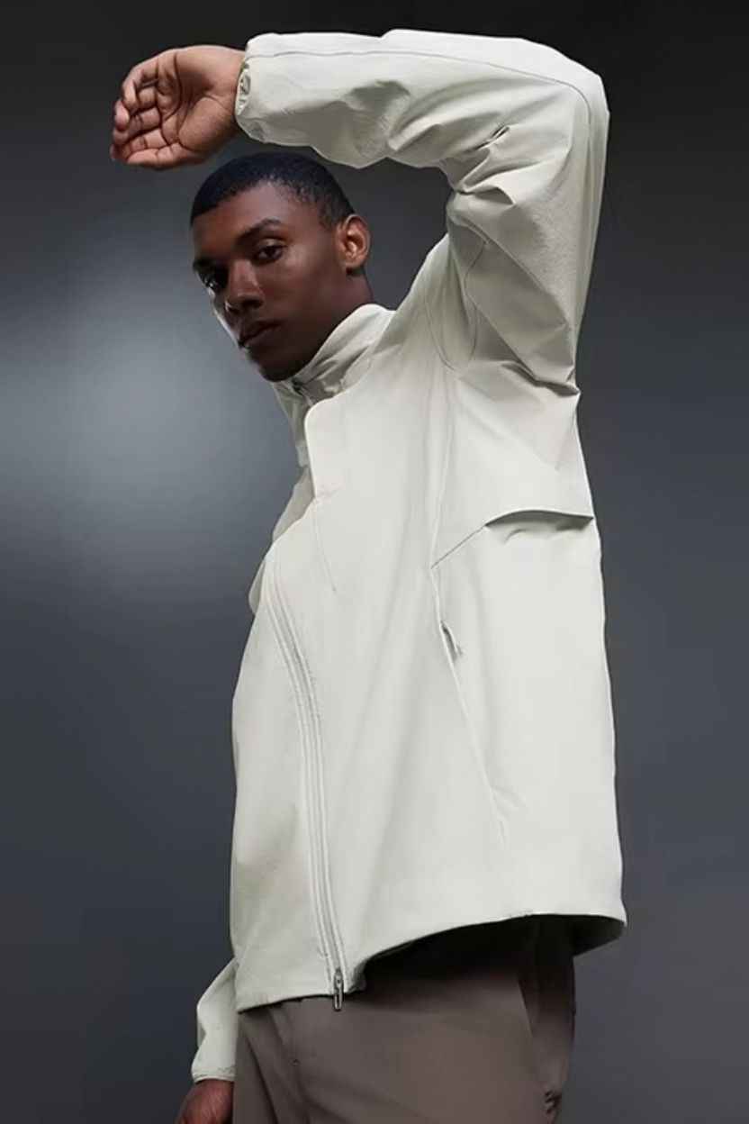 High-Collar Weatherproof Zip-Up Jacket