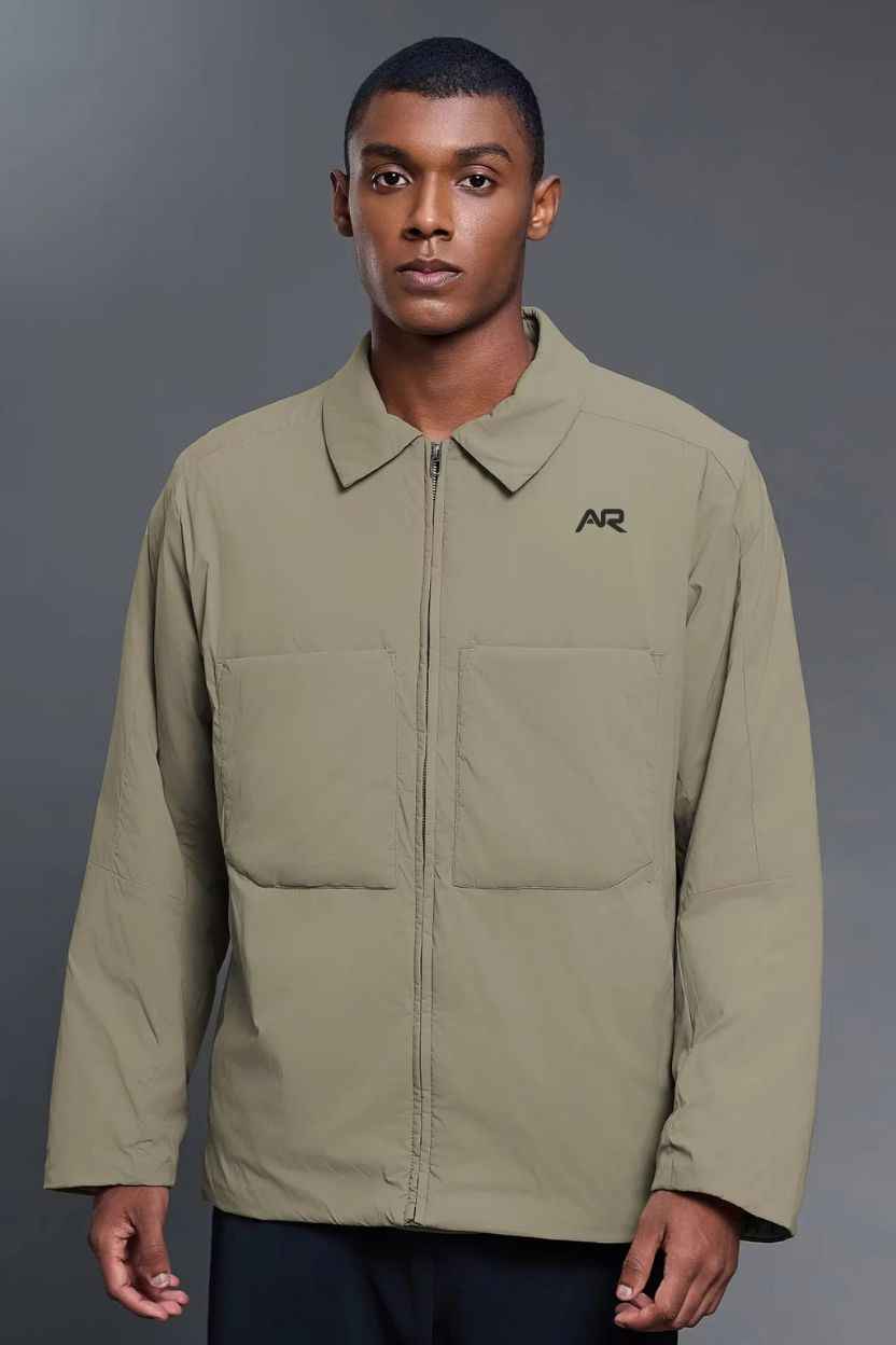 Mandarin Collar Padded Zip-Up Jacket