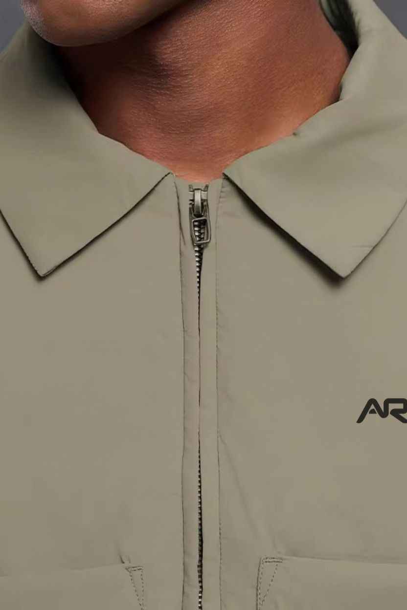 Mandarin Collar Padded Zip-Up Jacket