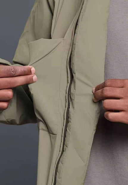 Mandarin Collar Padded Zip-Up Jacket