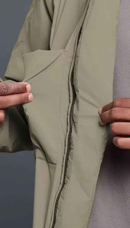 Mandarin Collar Padded Zip-Up Jacket