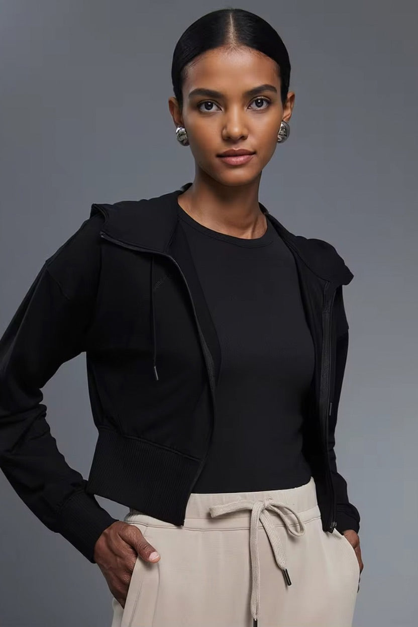 Rebel Cropped Pull String Hooded Jacket ANJE REBEL