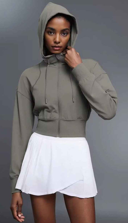 Rebel Cropped Pull String Hooded Jacket