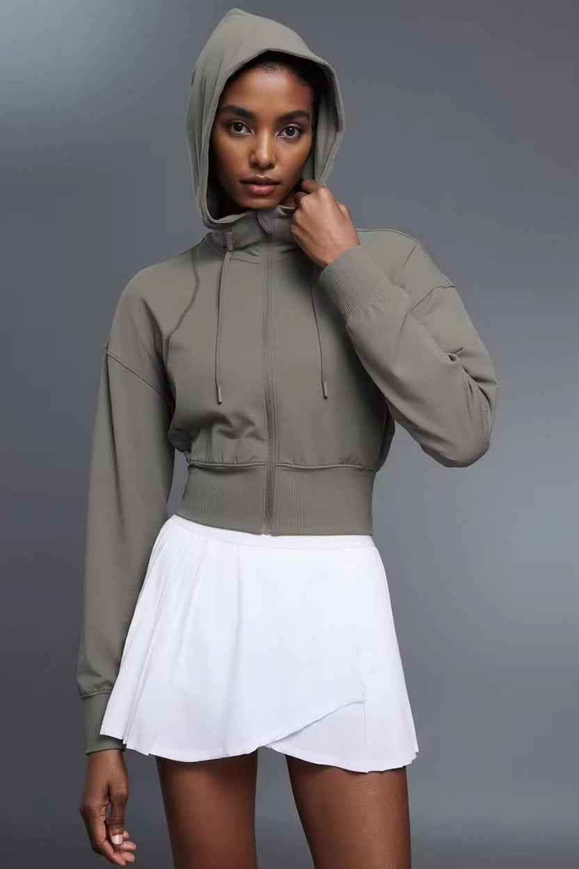 Rebel Cropped Pull String Hooded Jacket