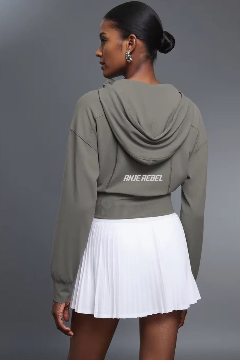 Rebel Cropped Pull String Hooded Jacket ANJE REBEL