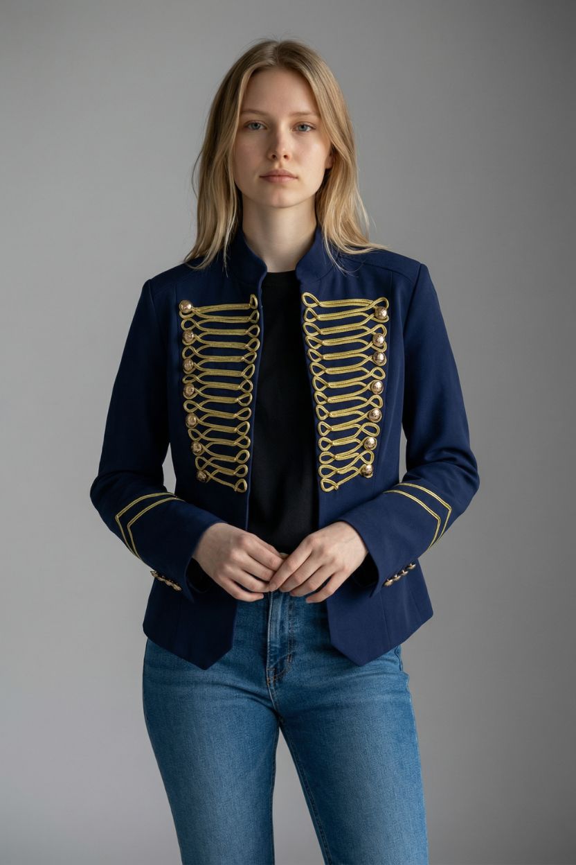 Nautical Embroidery High-Collar Jacket ANJE REBEL