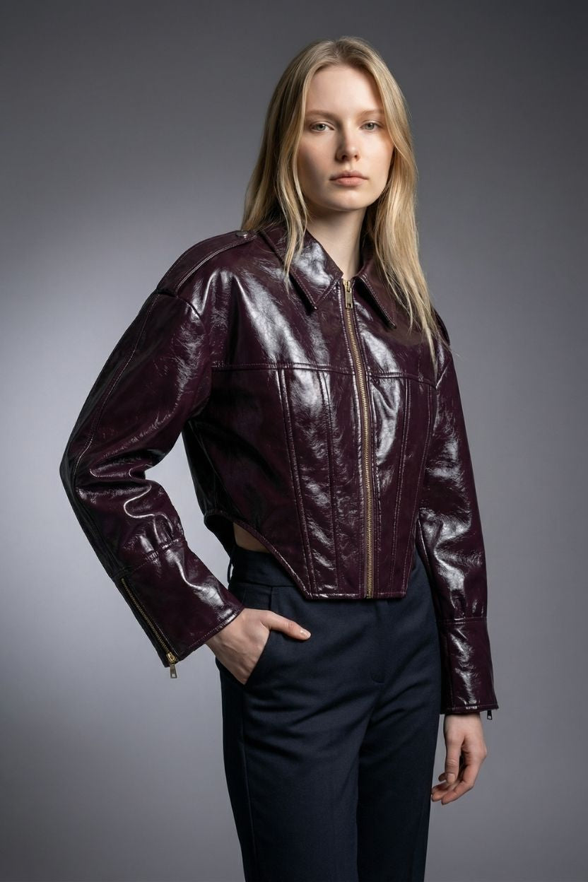 Rebel Leather Biker’s Cropped Jacket ANJE REBEL