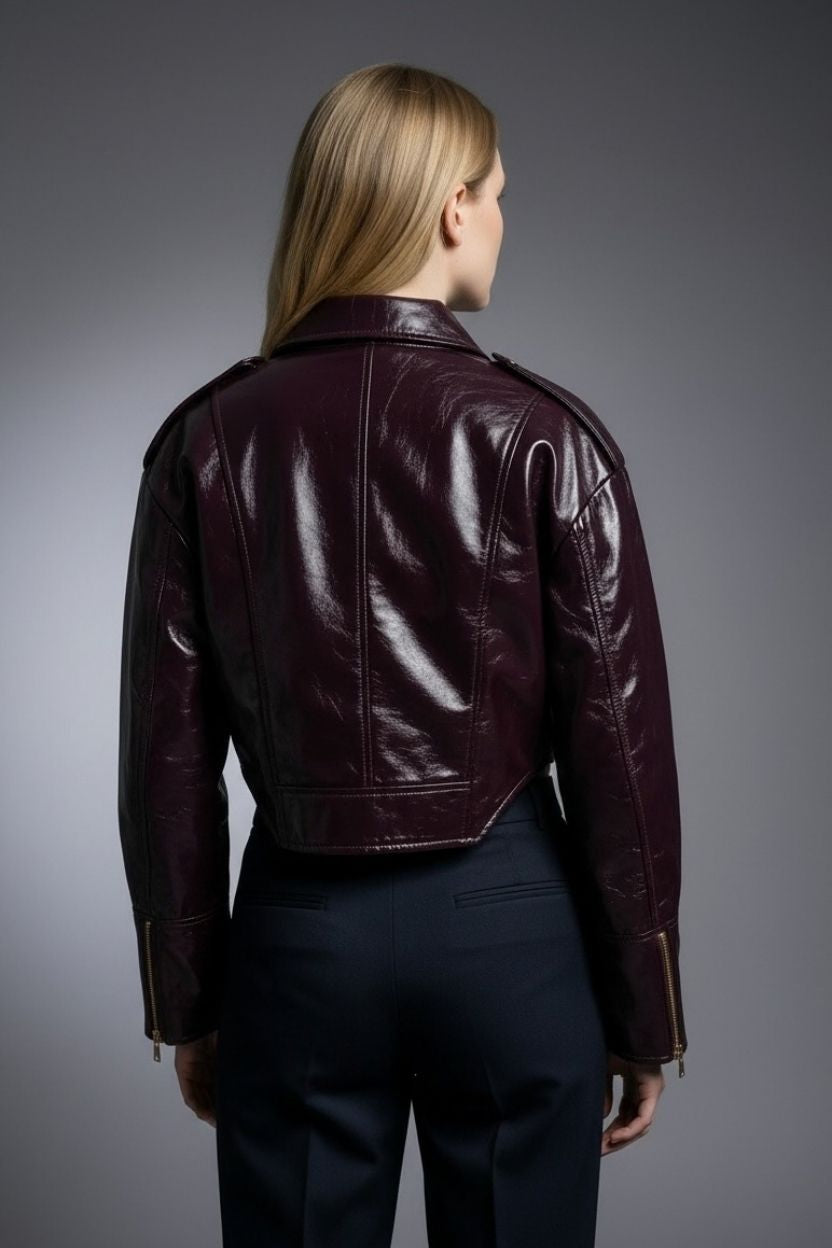 Rebel Leather Biker’s Cropped Jacket ANJE REBEL
