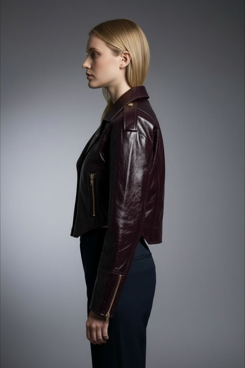 Rebel Leather Biker’s Cropped Jacket ANJE REBEL