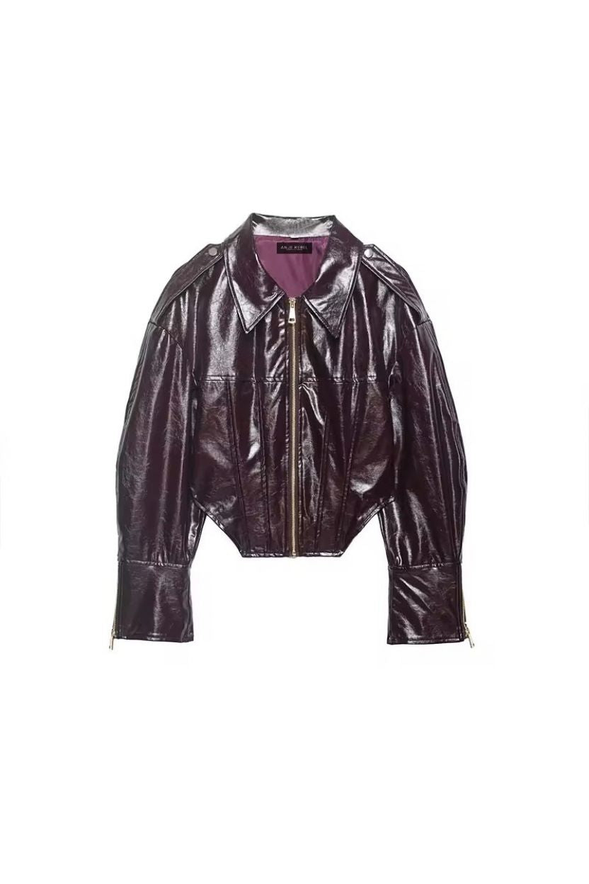 Rebel Leather Biker’s Cropped Jacket ANJE REBEL