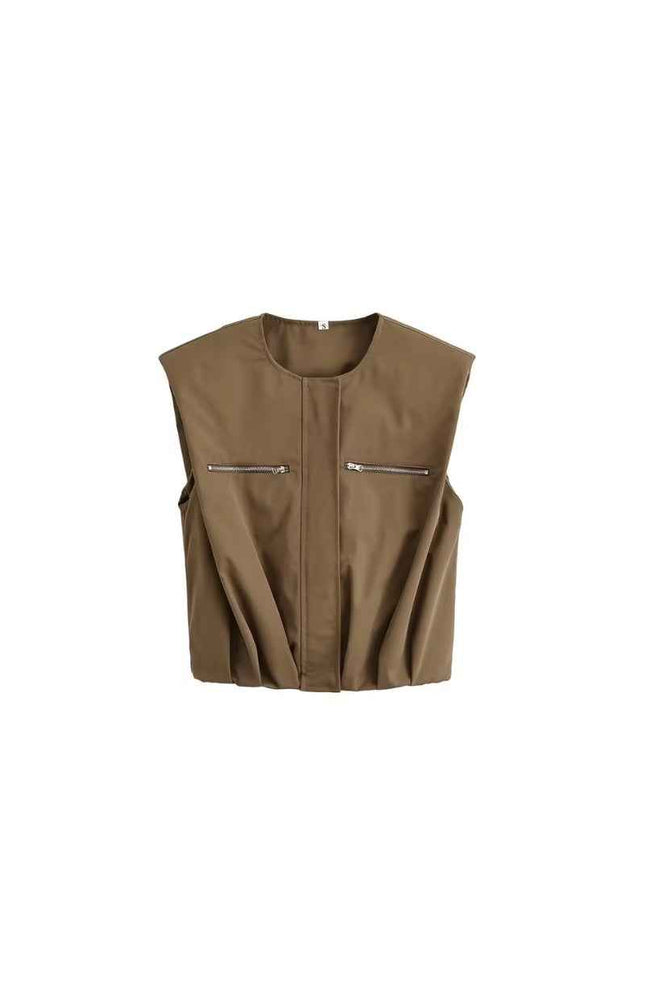 Khaki Sleeveless Vest