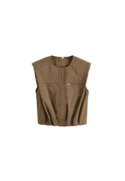 Khaki Sleeveless Vest