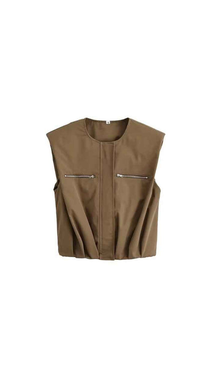 Khaki Sleeveless Vest
