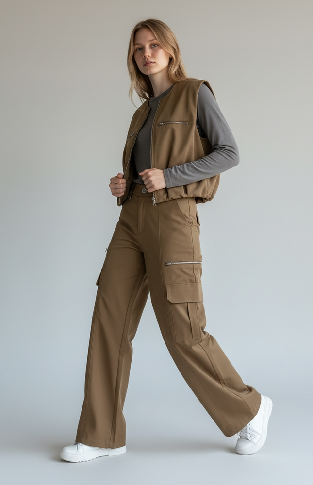 Khaki Sleeveless Vest