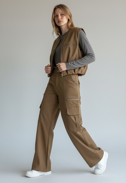Khaki Sleeveless Vest