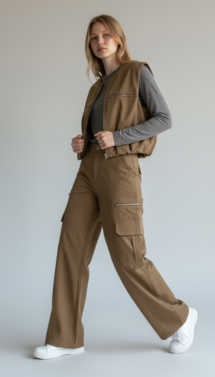 Khaki Sleeveless Vest