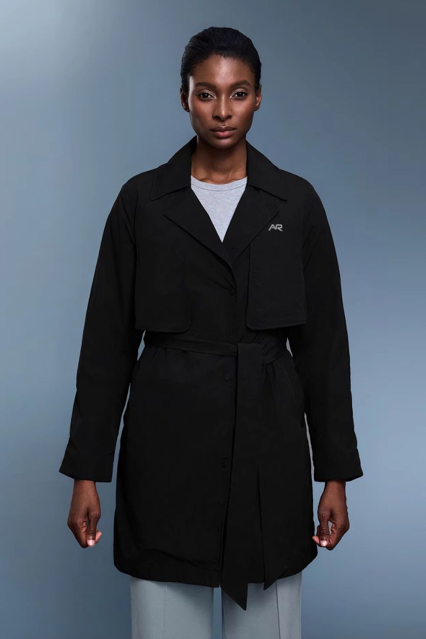 High-End Active Tie-Waist Trench Coat ANJE REBEL