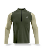 Khaki green with beige