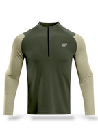 Khaki green with beige