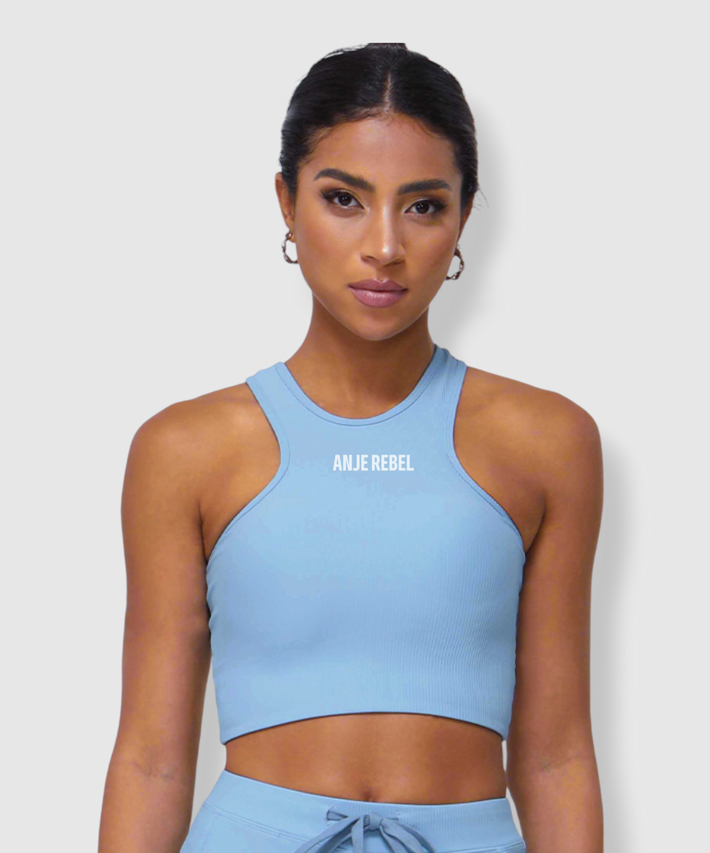 Women's Laced Back Halterneck Cropped Sports Bra