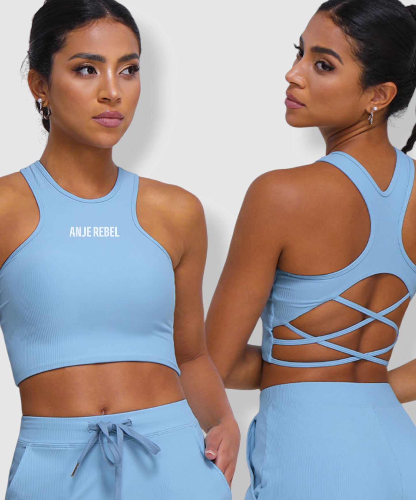 Women's Laced Back Halterneck Cropped Sports Bra