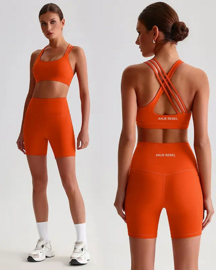 Cross-Back Sports Bra Shorts Set ANJE REBEL
