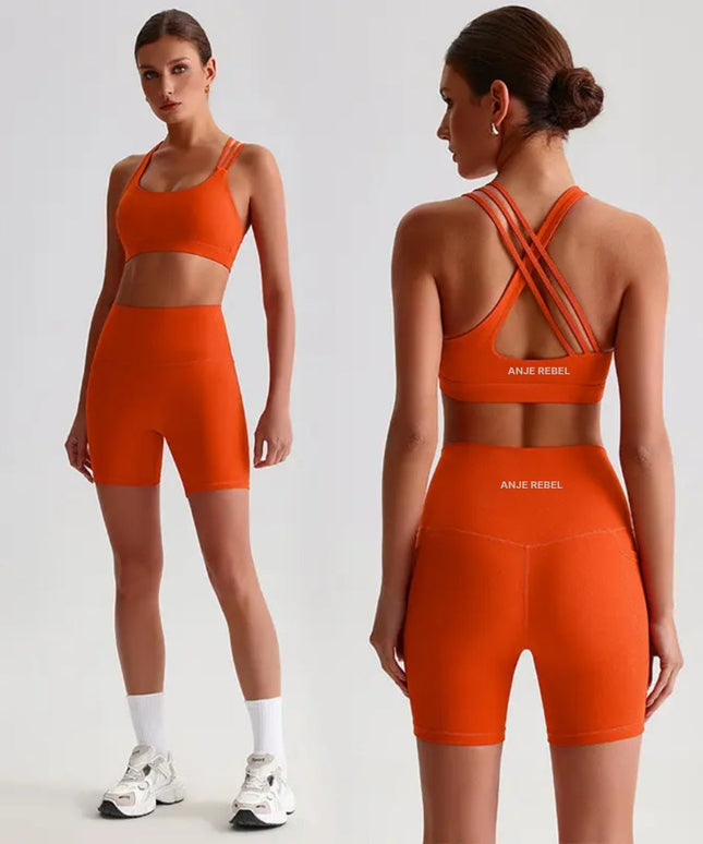 Cross-Back Sports Bra Shorts Set ANJE REBEL