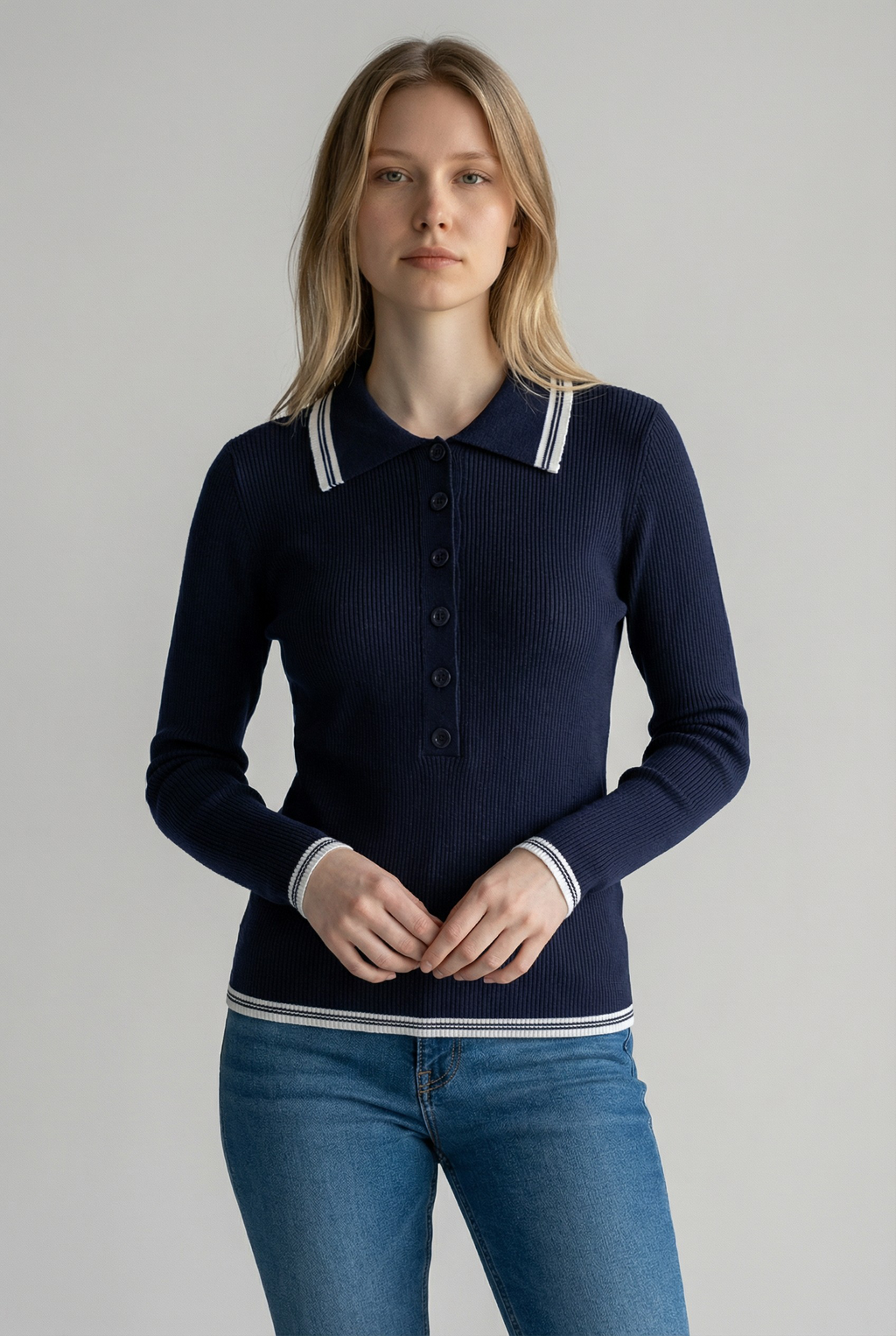 Collared Oxford Nautical Sweater Shirt ANJE REBEL